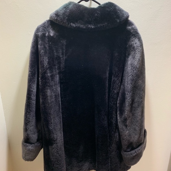 Vintage pewter shearling coat, fully lined - Picture 3 of 8